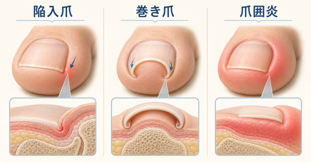巻き爪の状態